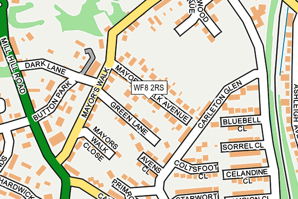 WF8 2RS map - OS OpenMap – Local (Ordnance Survey)