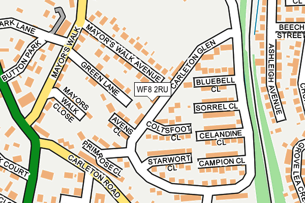 WF8 2RU map - OS OpenMap – Local (Ordnance Survey)