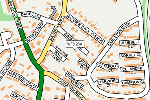 WF8 2SA map - OS OpenMap – Local (Ordnance Survey)