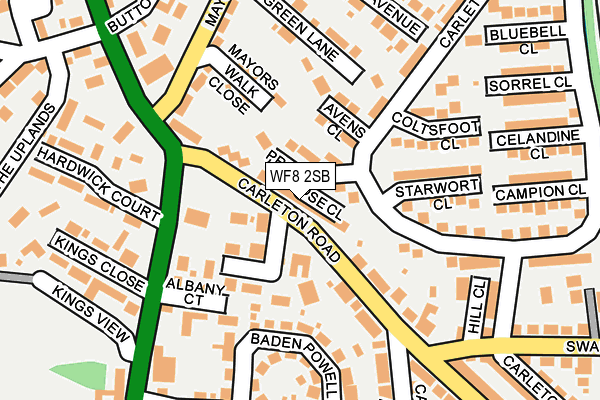 WF8 2SB map - OS OpenMap – Local (Ordnance Survey)