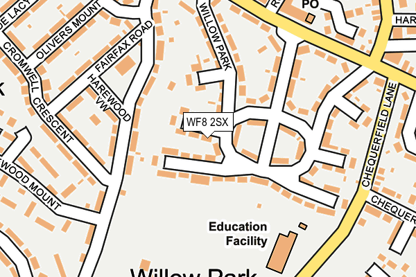 WF8 2SX map - OS OpenMap – Local (Ordnance Survey)