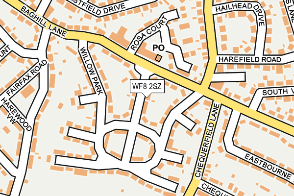 WF8 2SZ map - OS OpenMap – Local (Ordnance Survey)