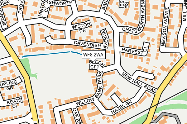 WF8 2WA map - OS OpenMap – Local (Ordnance Survey)