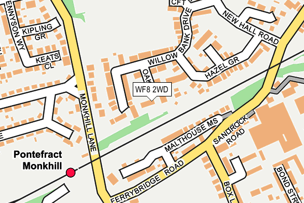 WF8 2WD map - OS OpenMap – Local (Ordnance Survey)