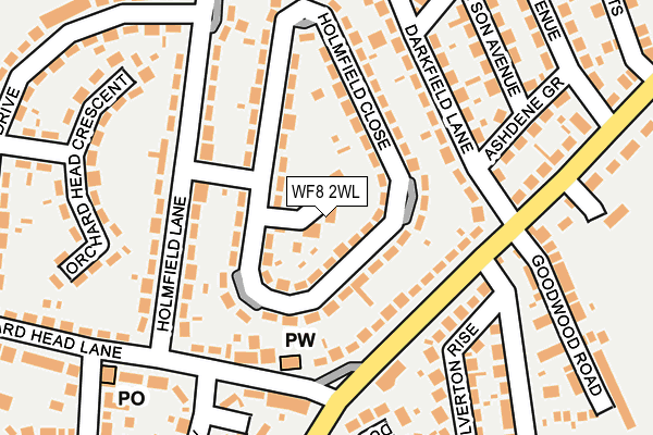 WF8 2WL map - OS OpenMap – Local (Ordnance Survey)