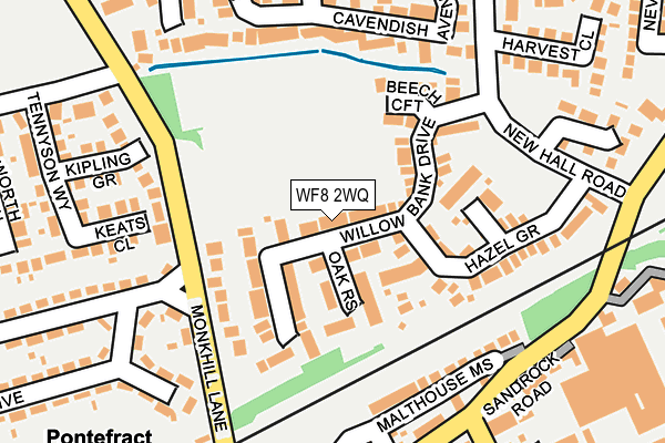 WF8 2WQ map - OS OpenMap – Local (Ordnance Survey)