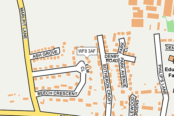 WF8 3AF map - OS OpenMap – Local (Ordnance Survey)