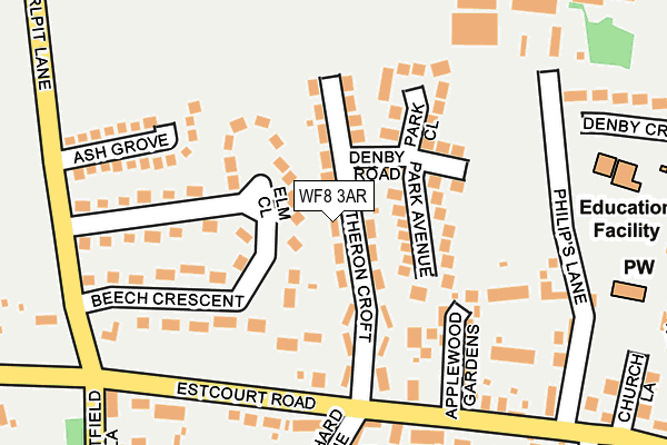 WF8 3AR map - OS OpenMap – Local (Ordnance Survey)