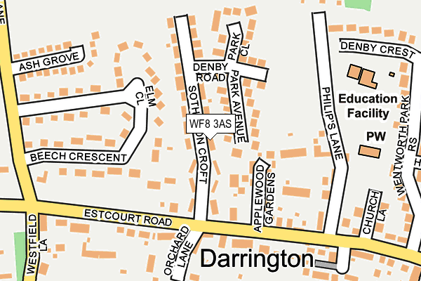 WF8 3AS map - OS OpenMap – Local (Ordnance Survey)