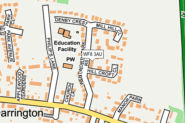 WF8 3AU map - OS OpenMap – Local (Ordnance Survey)