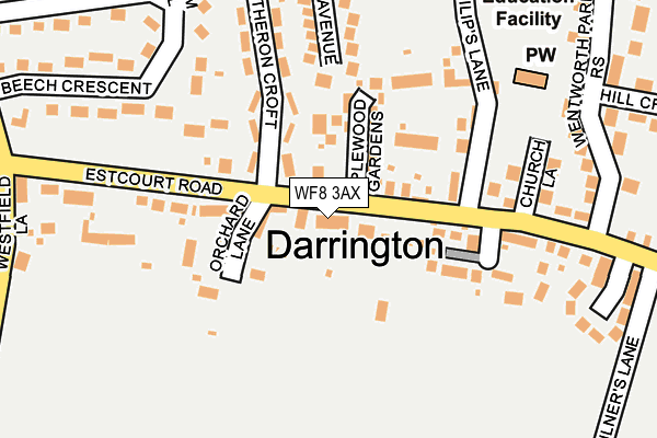 WF8 3AX map - OS OpenMap – Local (Ordnance Survey)