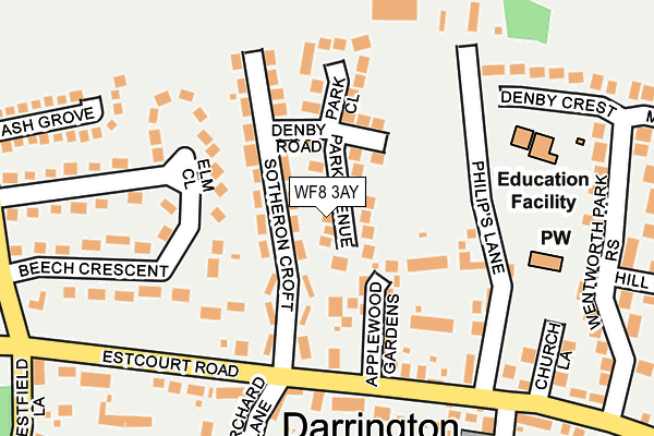 WF8 3AY map - OS OpenMap – Local (Ordnance Survey)