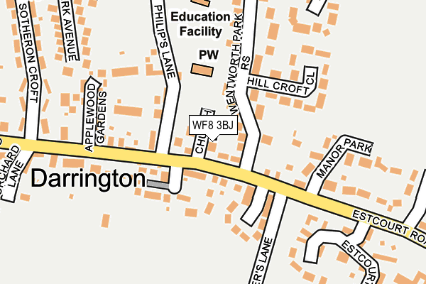 WF8 3BJ map - OS OpenMap – Local (Ordnance Survey)