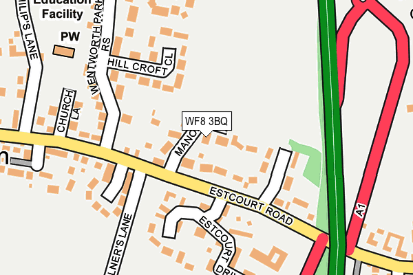 WF8 3BQ map - OS OpenMap – Local (Ordnance Survey)