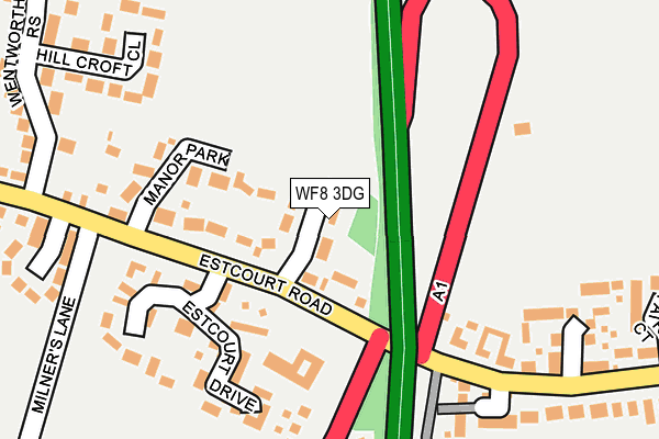 WF8 3DG map - OS OpenMap – Local (Ordnance Survey)