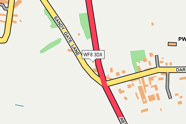 WF8 3DX map - OS OpenMap – Local (Ordnance Survey)