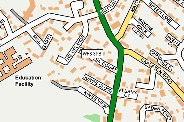 WF8 3PB map - OS OpenMap – Local (Ordnance Survey)