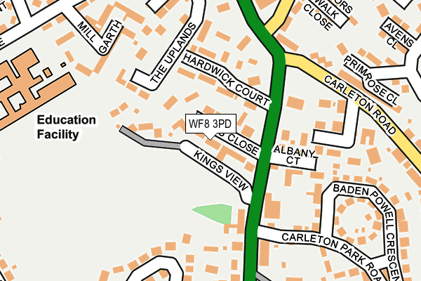 WF8 3PD map - OS OpenMap – Local (Ordnance Survey)