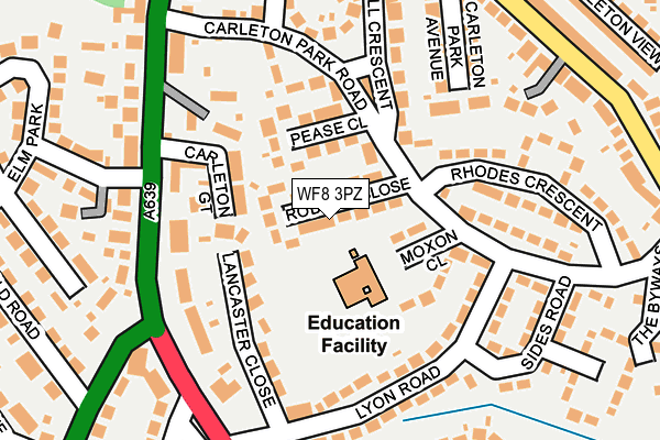 WF8 3PZ map - OS OpenMap – Local (Ordnance Survey)