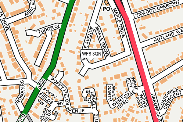 WF8 3QN map - OS OpenMap – Local (Ordnance Survey)