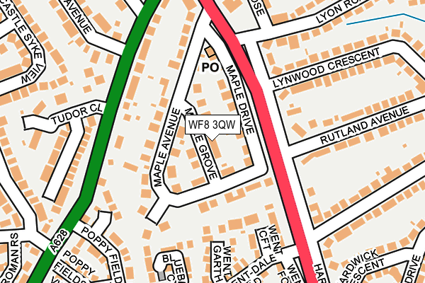 WF8 3QW map - OS OpenMap – Local (Ordnance Survey)