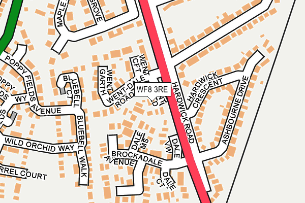 WF8 3RE map - OS OpenMap – Local (Ordnance Survey)