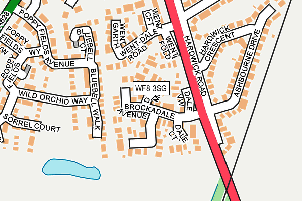 WF8 3SG map - OS OpenMap – Local (Ordnance Survey)