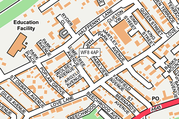 WF8 4AP map - OS OpenMap – Local (Ordnance Survey)