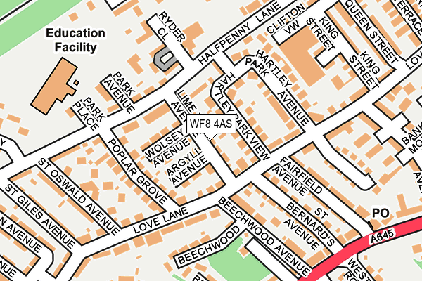 WF8 4AS map - OS OpenMap – Local (Ordnance Survey)