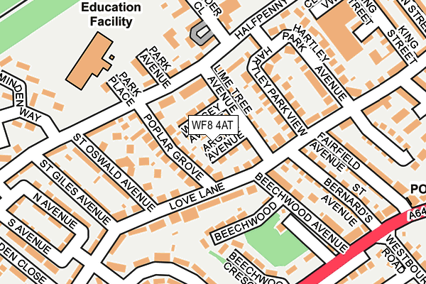 WF8 4AT map - OS OpenMap – Local (Ordnance Survey)
