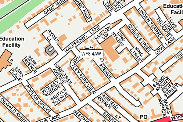 WF8 4AW map - OS OpenMap – Local (Ordnance Survey)