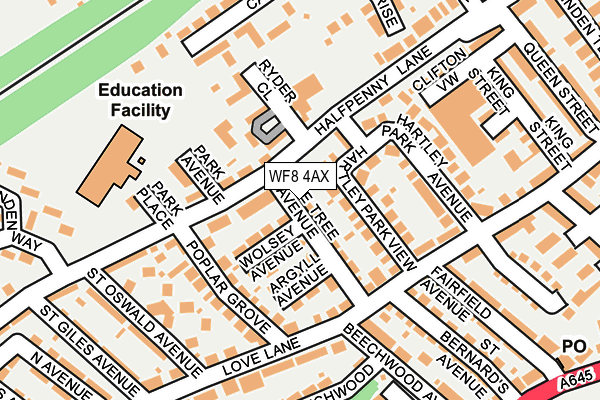 WF8 4AX map - OS OpenMap – Local (Ordnance Survey)