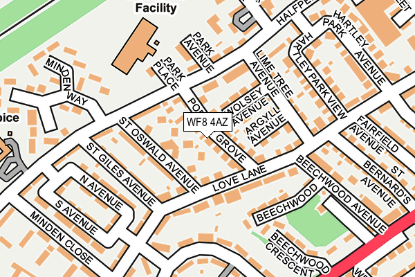 WF8 4AZ map - OS OpenMap – Local (Ordnance Survey)
