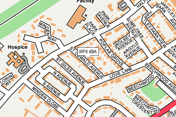 WF8 4BA map - OS OpenMap – Local (Ordnance Survey)