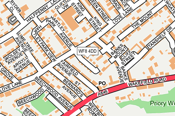 WF8 4DD map - OS OpenMap – Local (Ordnance Survey)