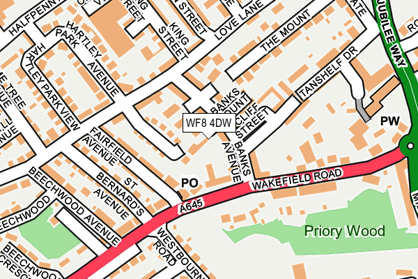 WF8 4DW map - OS OpenMap – Local (Ordnance Survey)