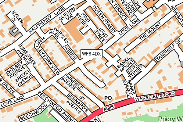 WF8 4DX map - OS OpenMap – Local (Ordnance Survey)