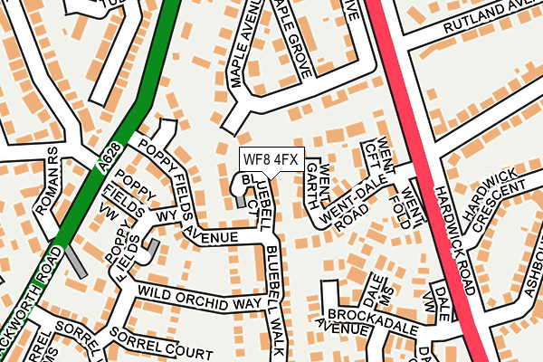 WF8 4FX map - OS OpenMap – Local (Ordnance Survey)