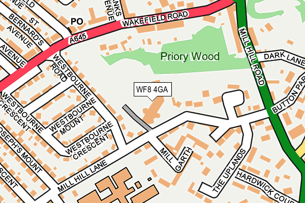 WF8 4GA map - OS OpenMap – Local (Ordnance Survey)