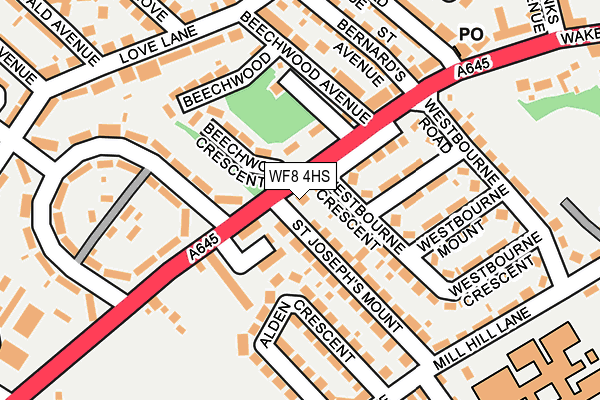 WF8 4HS map - OS OpenMap – Local (Ordnance Survey)