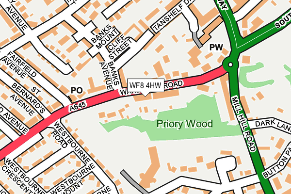 WF8 4HW map - OS OpenMap – Local (Ordnance Survey)