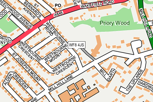 WF8 4JS map - OS OpenMap – Local (Ordnance Survey)