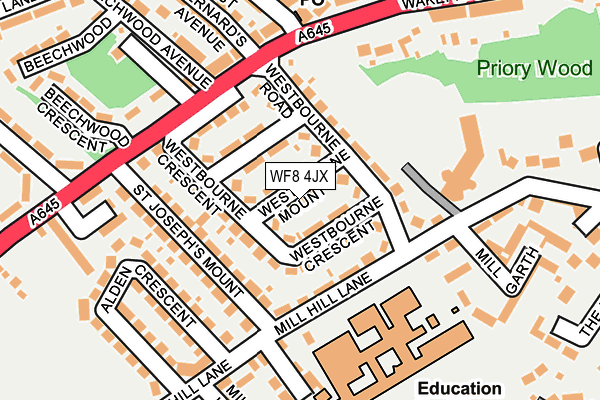 WF8 4JX map - OS OpenMap – Local (Ordnance Survey)