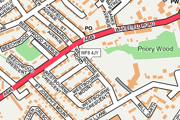 WF8 4JY map - OS OpenMap – Local (Ordnance Survey)