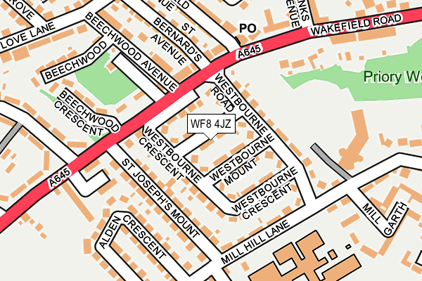 WF8 4JZ map - OS OpenMap – Local (Ordnance Survey)