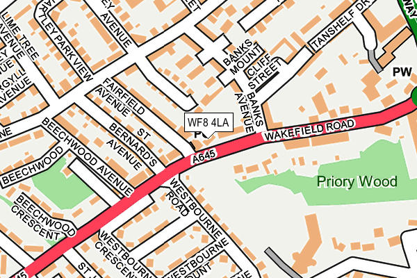 WF8 4LA map - OS OpenMap – Local (Ordnance Survey)