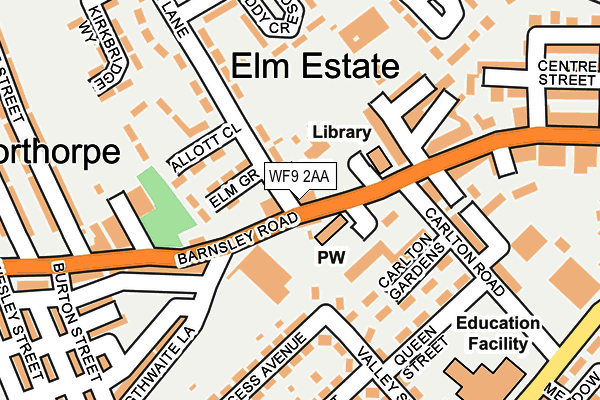 WF9 2AA map - OS OpenMap – Local (Ordnance Survey)