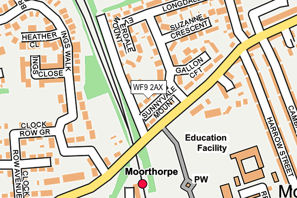 WF9 2AX map - OS OpenMap – Local (Ordnance Survey)