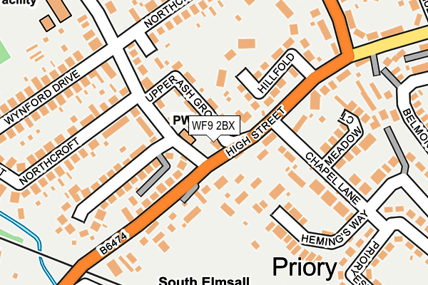 WF9 2BX map - OS OpenMap – Local (Ordnance Survey)