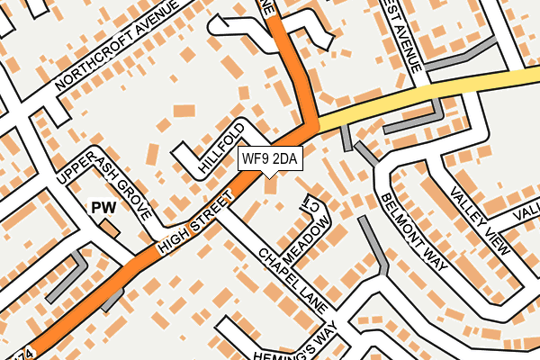 WF9 2DA map - OS OpenMap – Local (Ordnance Survey)